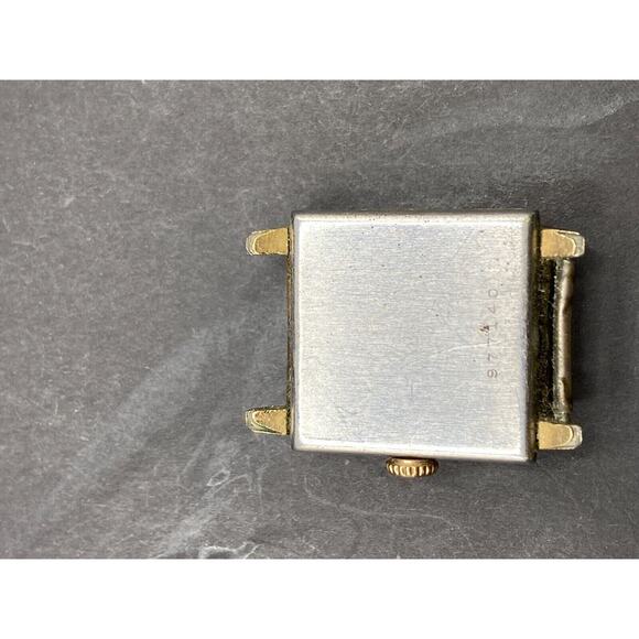 Benrus Vintage 17 Jewel s Square Fancy Tank Style Wristwatch Gold Dial No Band main image 8